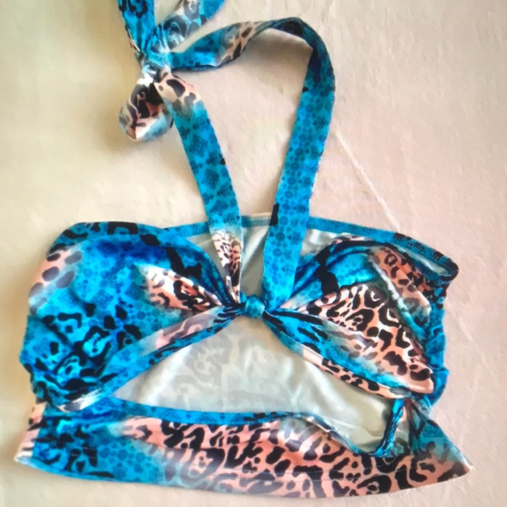 Blue Leopard Print Halter Top